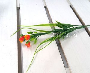 실난미니장미-주황-한줄기 조화 꽃 인조수초