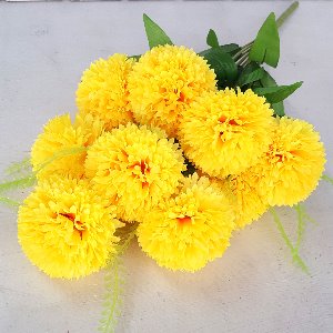 퐁퐁국화 노랑, 체리핑크 ( 대형 국화 조화 꽃 )