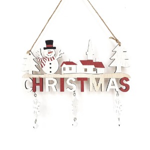 원목 크리스마스 눈사람 가랜더 22cm - 트리 벽걸이 장식