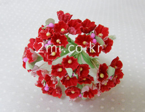 물망초 - 미니 - 빨강 조화 꽃 ( 포장용 장식 선물상자 공예 꾸미기 미니장미 바구니 꽃다발 만들기 재료 )