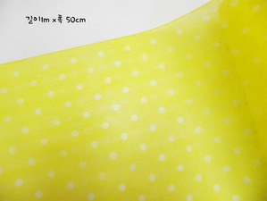 부직포 노랑-흰색물방울무늬 1mX 50cm (포장지 선물 포장 diy  생일 리본 공예)
