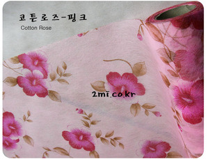 코튼로즈-핑크 1mX 50cm 부직포 포장지 ( 선물 포장 diy  생일 리본 공예 )