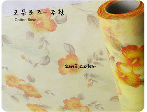 코튼로즈-주황 1mX 50cm 부직포 포장지 ( 선물 포장 diy  생일 리본 공예 )