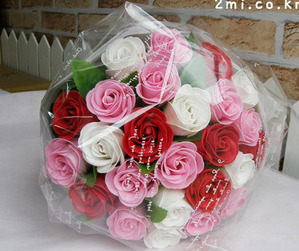 러블리 꽃다발- 레드&amp;핑크혼합 비누장미 20송이 ( 축하 생일 사탕부케 기념일 이벤트)