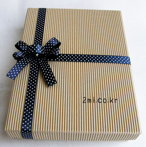선물상자 - 네이비블루리본 ( 선물 박스 화이트 발렌타인 데이 선물 이벤트 포장 재료 만들기)